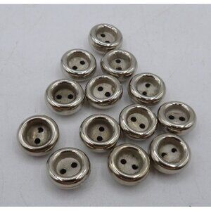 Chrome Toned Domed Buttons With Exterior Ring & Matte Center 2-Hole Design .5 D.